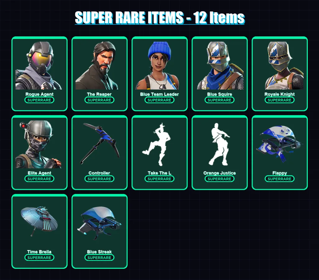 [PS4/PS5/XBOX/PC] | Rogue Agent | The Reaper | Blue Team Leader | Blue Squire | Royale Knight | 39 skin | 47 pickaxe | 41 emote | 43 glider | Lv635