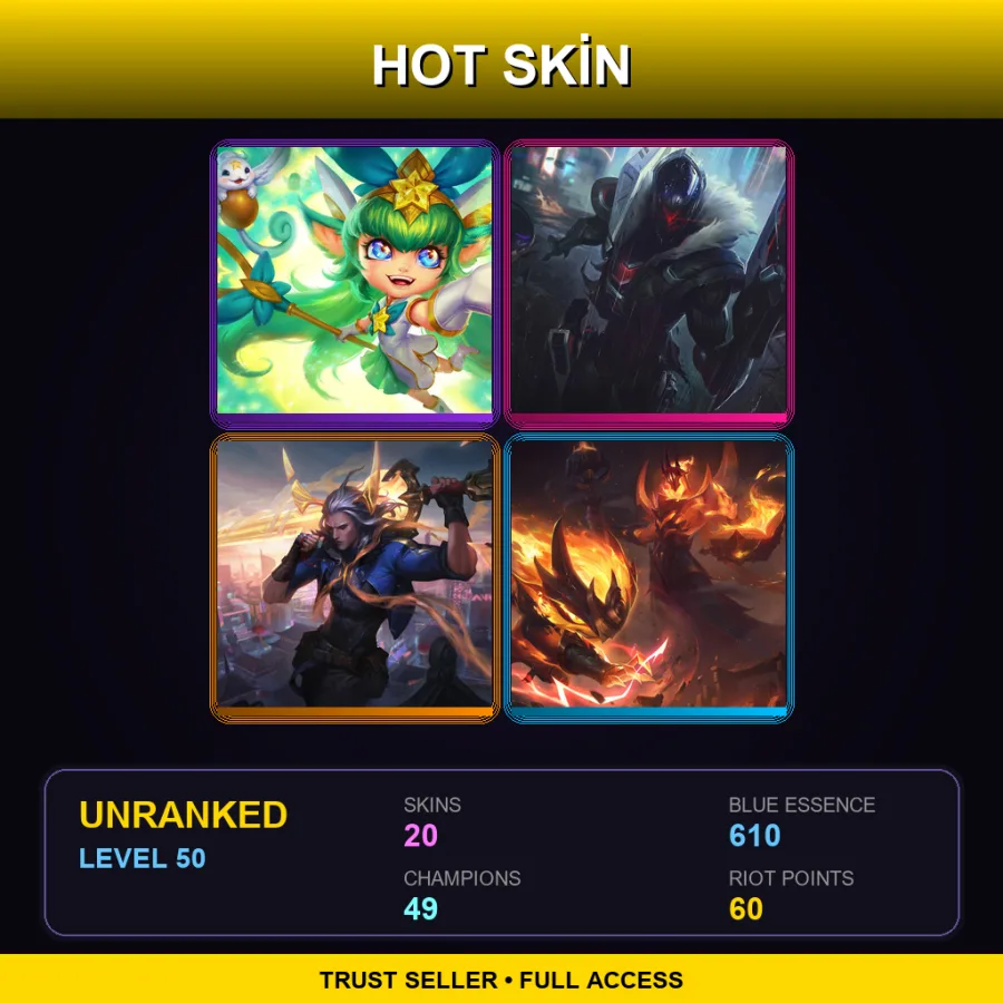 NA | Lv50 | Unranked | 20 Skin | 49 Champ — LoL account