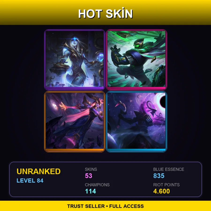 EUW | Lv84 | Unranked | 53 Skin | 114 Champ — LoL account