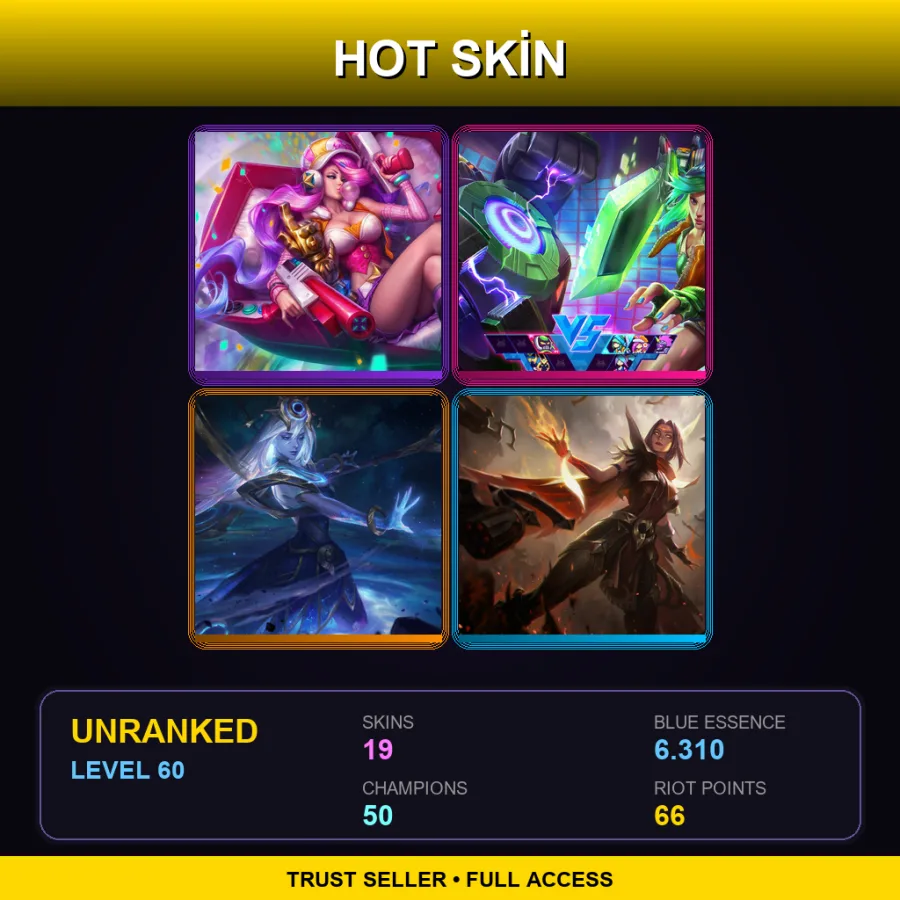 NA | Lv60 | Unranked | 19 Skin | 50 Champ — Unranked / Smurf League of Legends