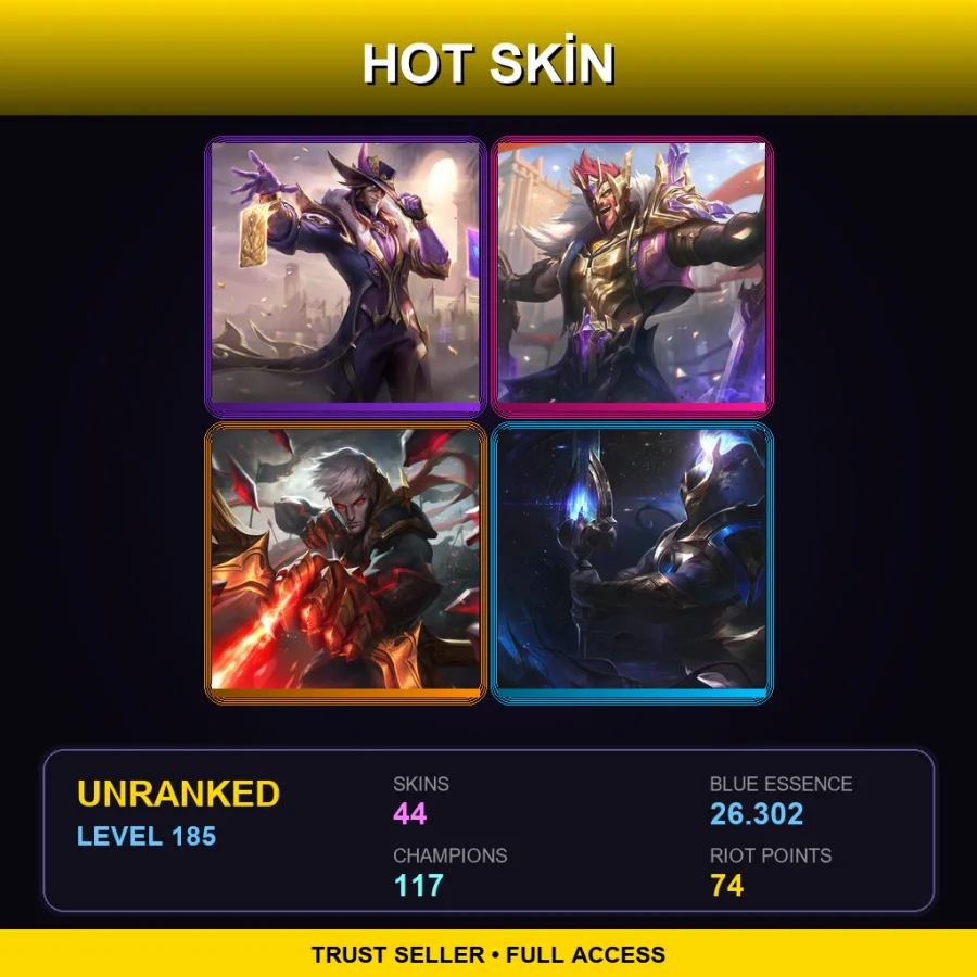EUNE | Lv185 | Unranked | 44 Skin | 117 Champ