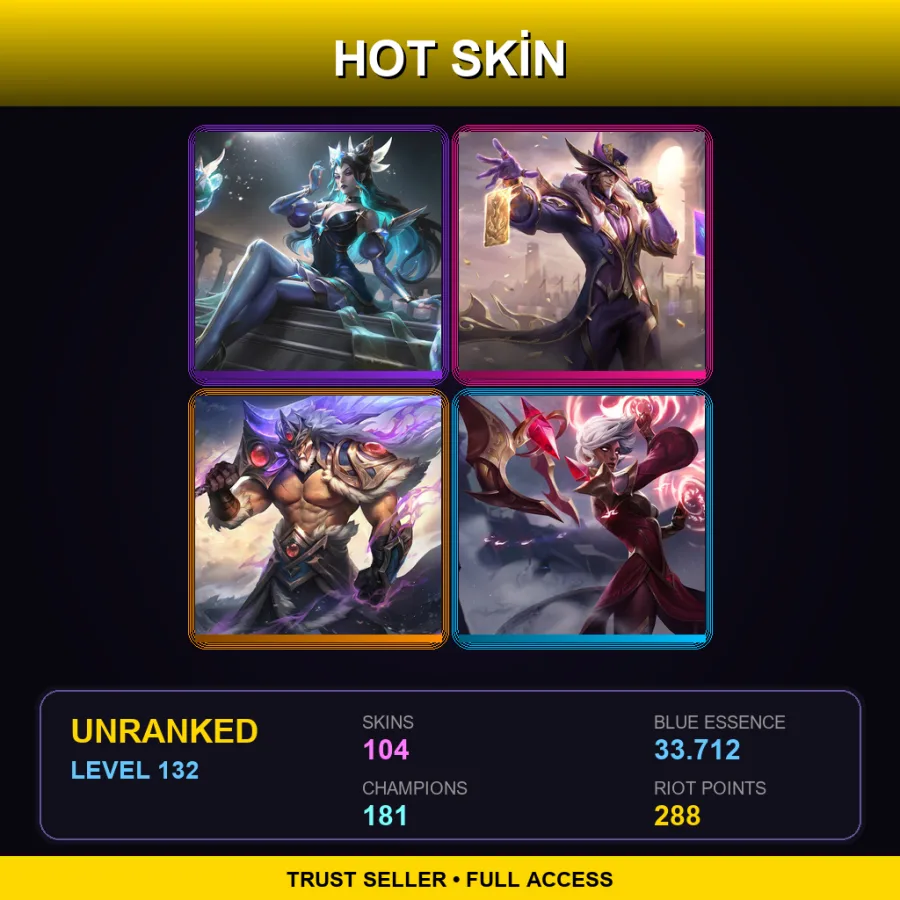 LAS | Prestige Star Guardian Syndra | Victorious Twisted Fate | Victorious Tryndamere | Conqueror Karma | 104 Skin | 181 Champ | Lv132