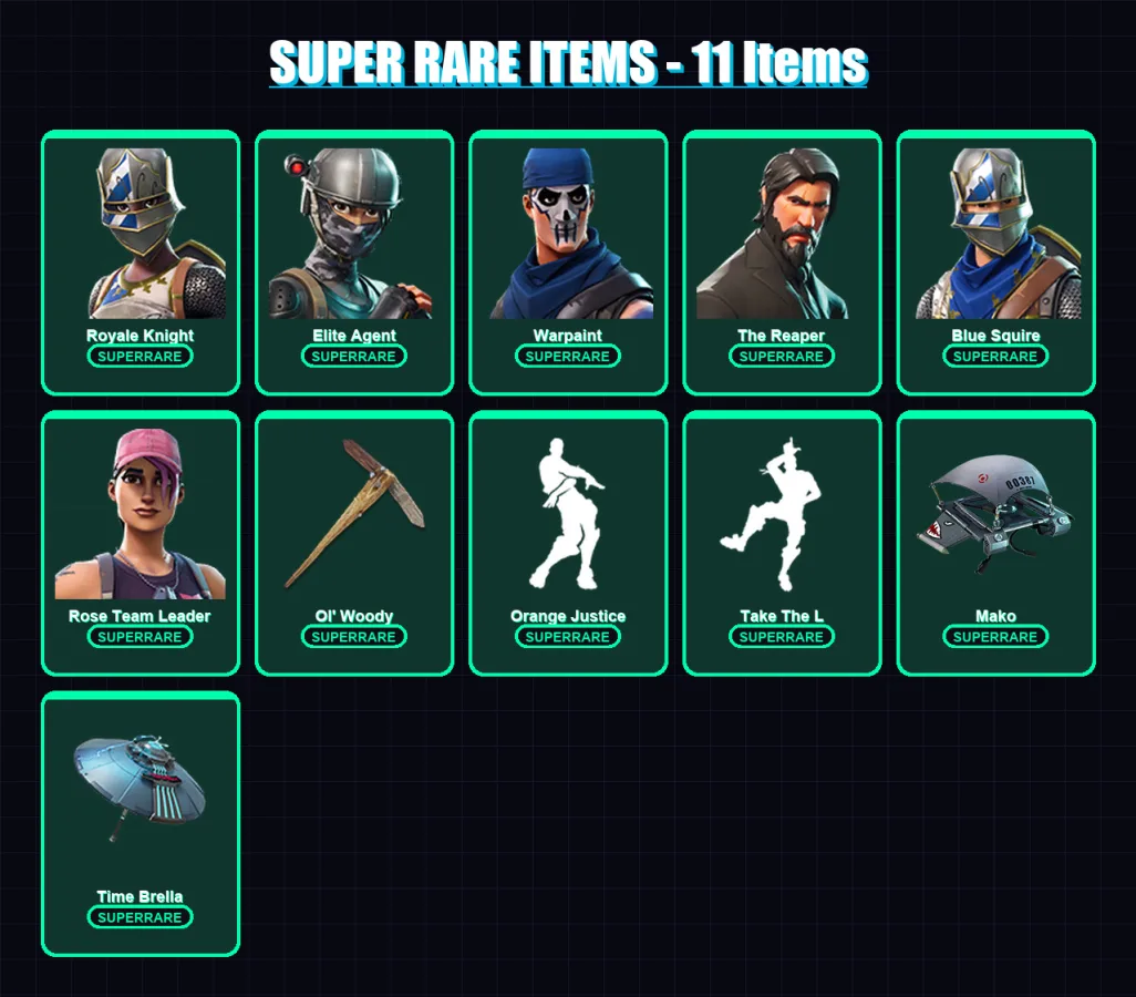 [PC/XBOX/PSN] | Royale Knight | Elite Agent | Warpaint | The Reaper | Blue Squire | 39 skin | 49 pickaxe | 38 emote | 56 glider | Lv702