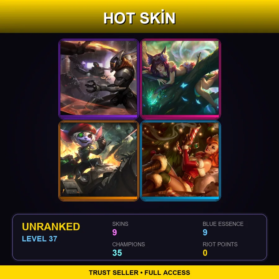 EUW | Lv37 | Unranked | 9 Skin | 35 Champ — LoL account