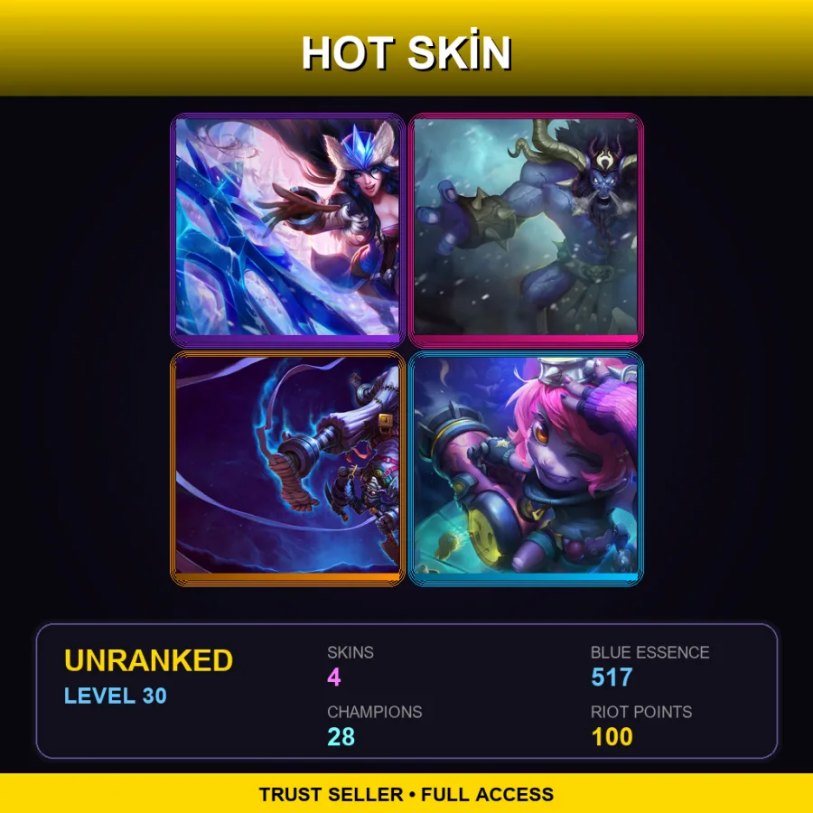 EUW | Lv30 | Unranked | 4 Skin | 28 Champ