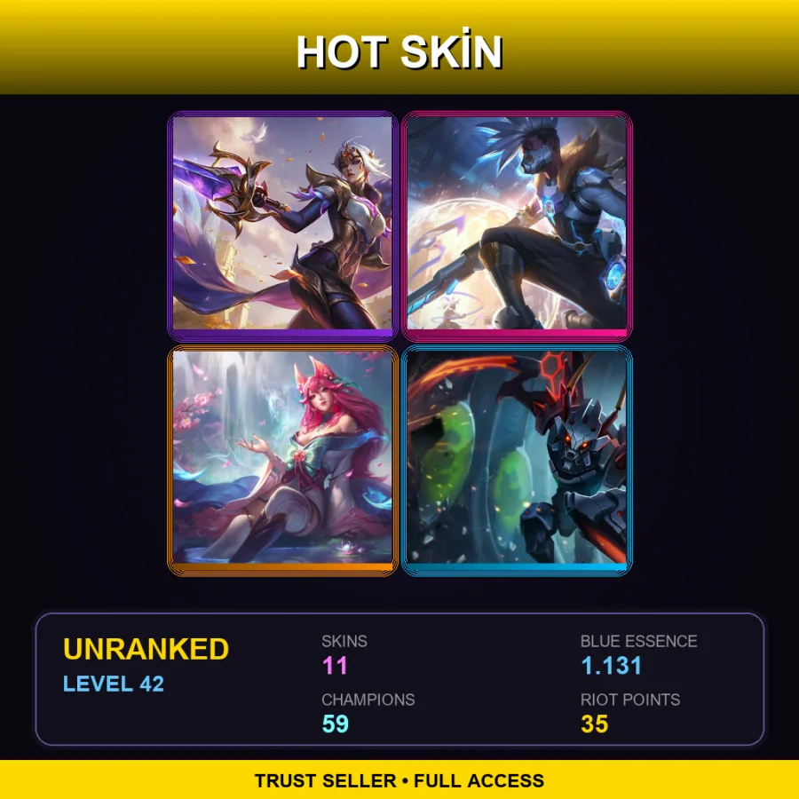 LAS | Lv42 | Unranked | 11 Skin | 59 Champ — Skt T1 Zed