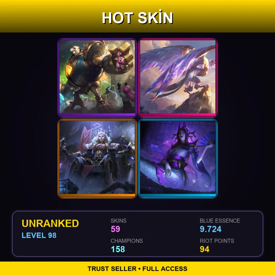 VN | Lv98 | Unranked | 59 Skin | 158 Champ