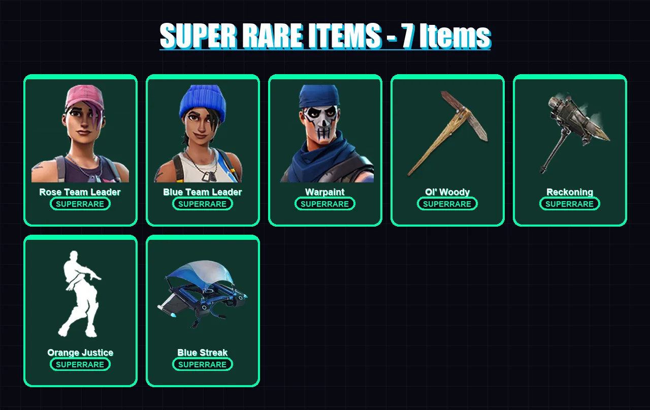 [PS4/PS5/XBOX/PC] | Rose Team Leader | Blue Team Leader | Warpaint | Drift | Calamity | 53 skin | 68 pickaxe | 67 emote | 66 glider | Lv844