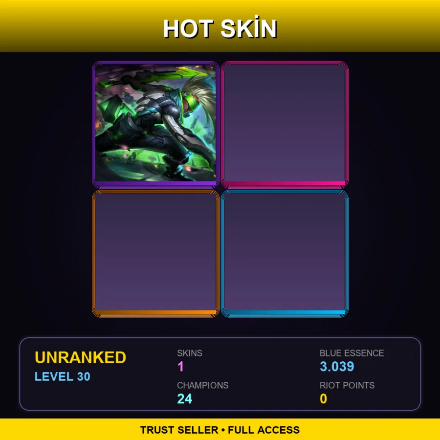 TW | Lv30 | Unranked | 1 Skin | 24 Champ — LoL account