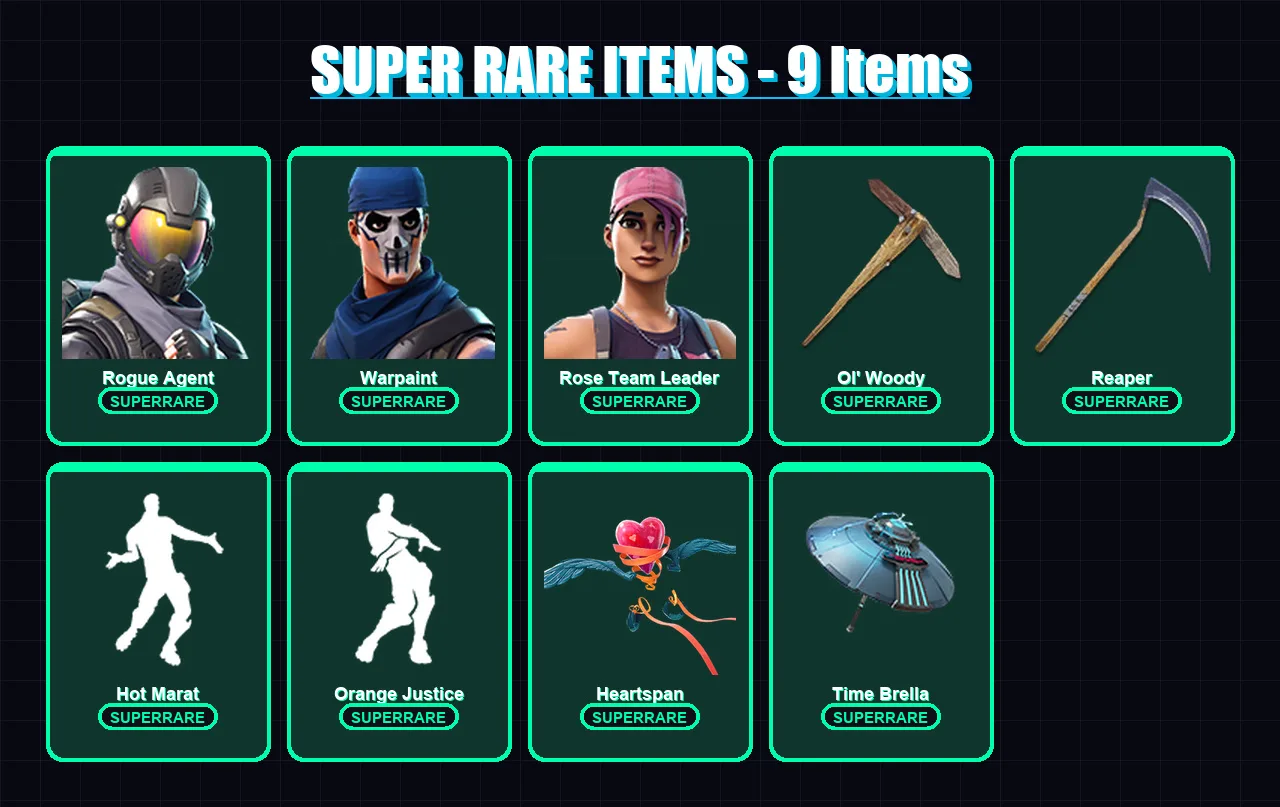 [PC/PSN] | Rogue Agent | Warpaint | Rose Team Leader | The Prisoner | Spectra Knight | 133 skin | 154 pickaxe | 123 emote | 110 glider | Lv2129