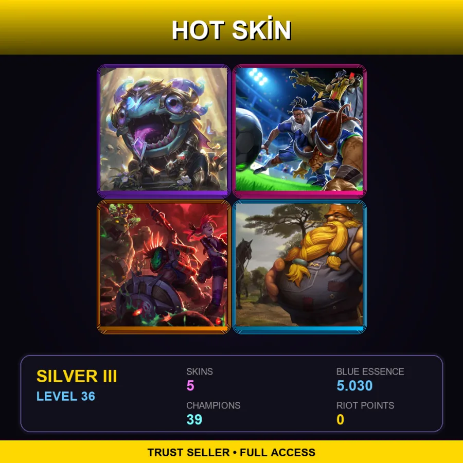NA | Lv36 | Silver III | 5 Skin | 39 Champ — LoL account