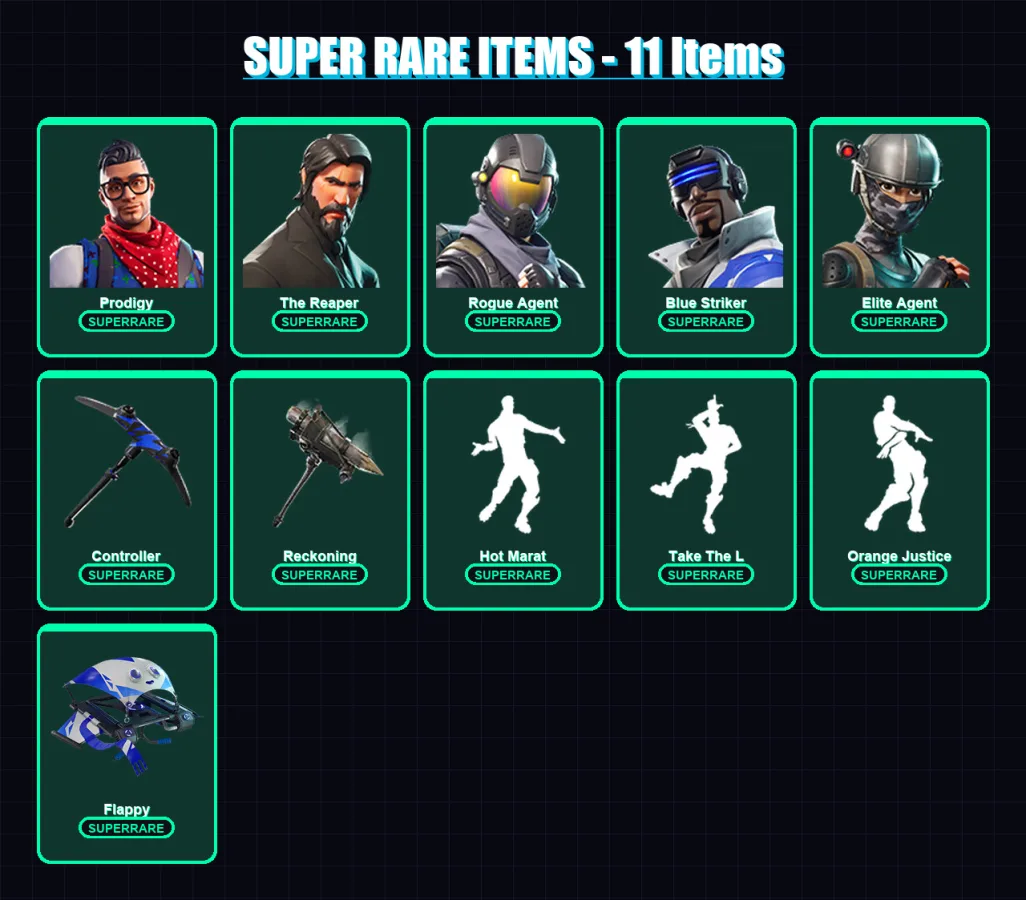 [PS4/PS5/XBOX/PC] | Prodigy | The Reaper | Rogue Agent | Blue Striker | Elite Agent | 35 skin | 32 pickaxe | 35 emote | 37 glider | Lv395 — Game account
