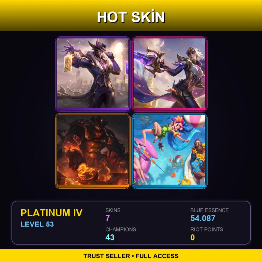 EUW | Lv53 | Platinum IV | 7 Skin | 43 Champ