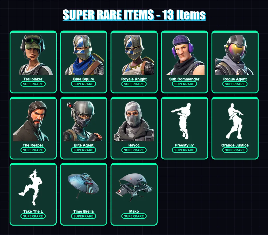 [PC/PSN] | Trailblazer | Blue Squire | Royale Knight | Sub Commander | Rogue Agent | 46 skin | 67 pickaxe | 64 emote | 64 glider | Lv1136