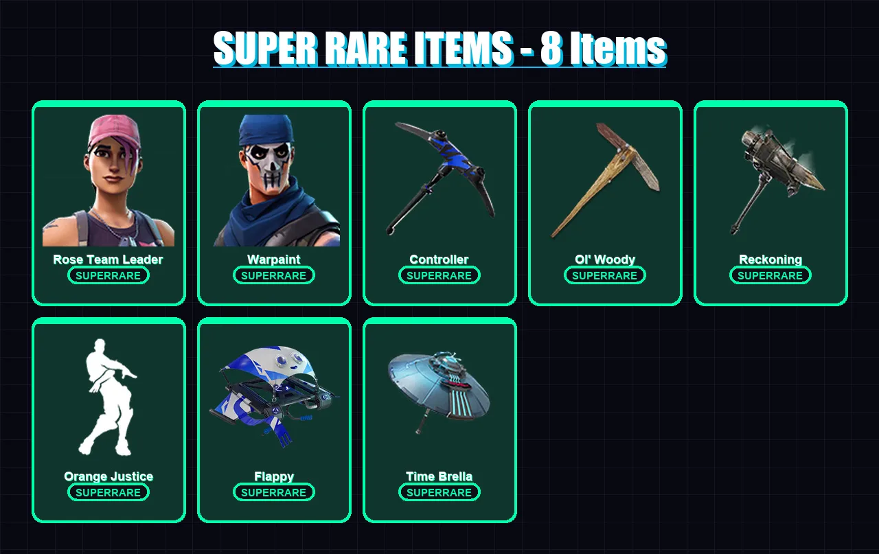 [PC/XBOX] | Rose Team Leader | Warpaint | The Visitor | Calamity | Ragnarok | 26 skin | 33 pickaxe | 36 emote | 37 glider | Lv431