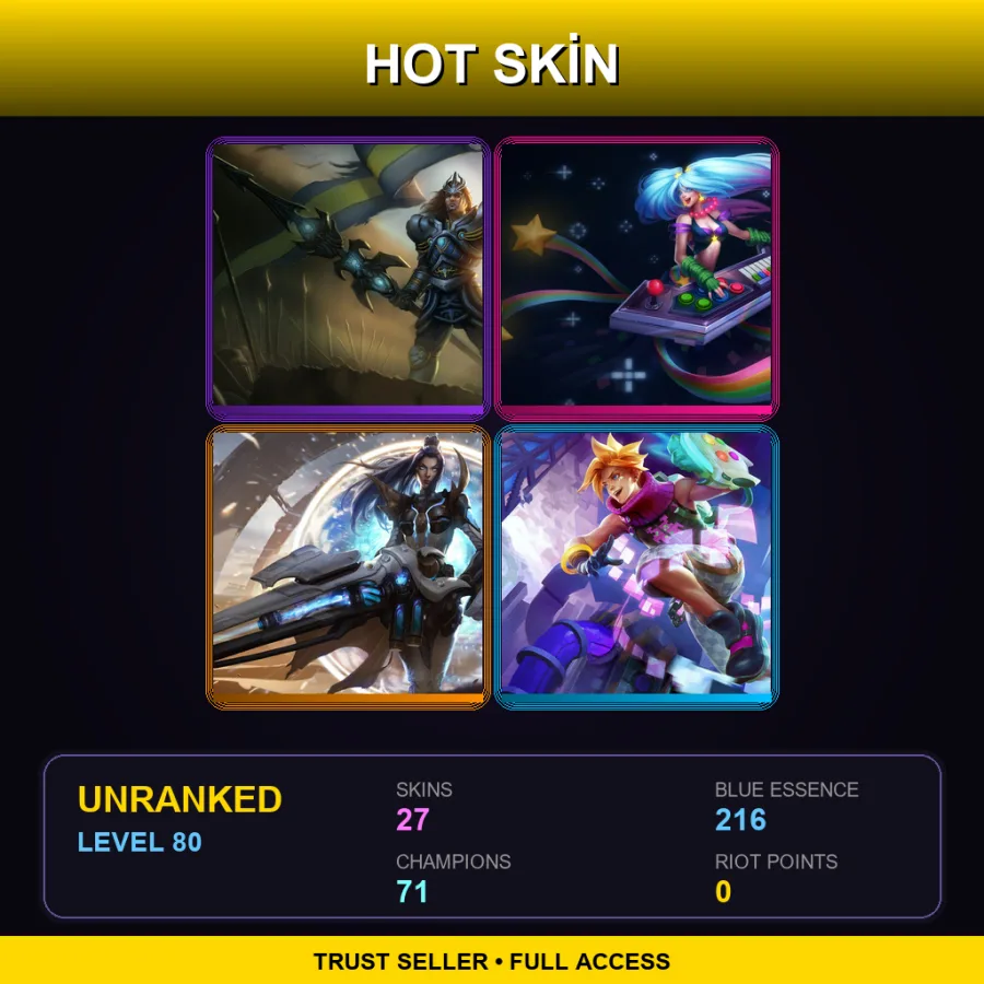 TW | Lv80 | Unranked | 27 Skin | 71 Champ — LoL account