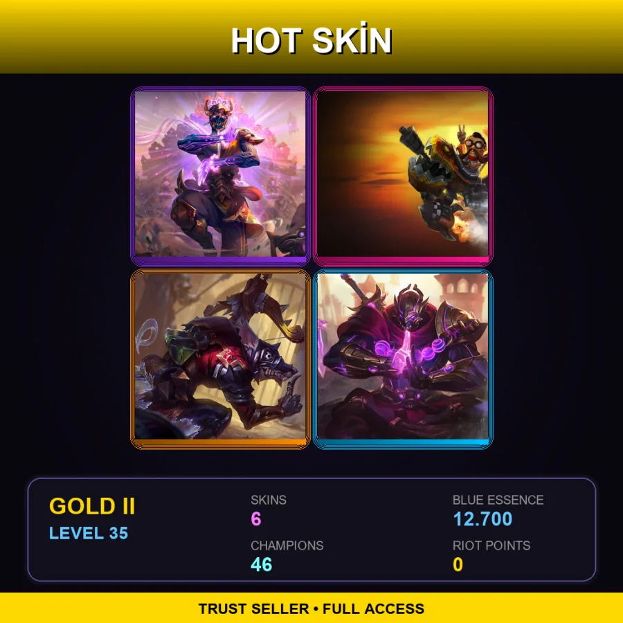 TR | Lv35 | Gold II | 6 Skin | 46 Champ — LoL account