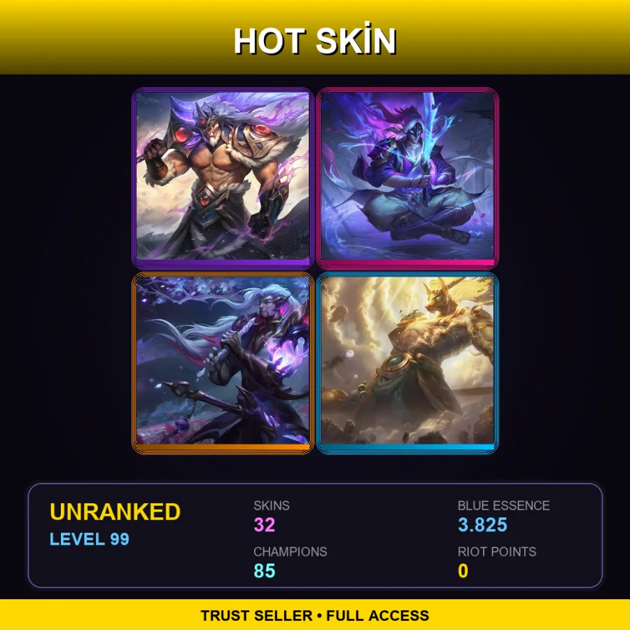 LAN | Lv99 | Unranked | 32 Skin | 85 Champ — Unranked / Smurf League of Legends