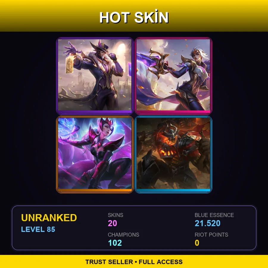 EUNE | Lv85 | Unranked | 20 Skin | 102 Champ — LoL account