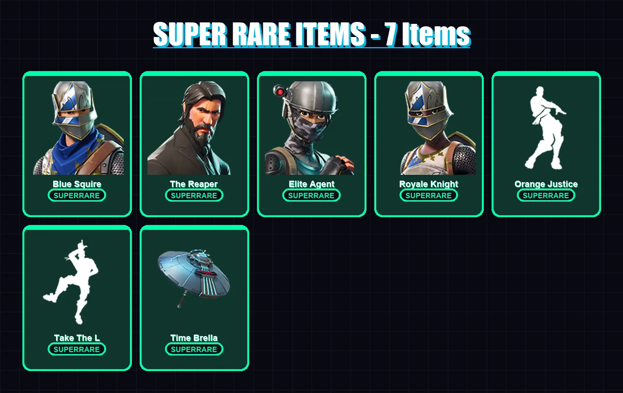 [PC/XBOX/PSN] | Blue Squire | The Reaper | Elite Agent | Royale Knight | Carbide | 27 skin | 27 pickaxe | 39 emote | 29 glider | Lv512