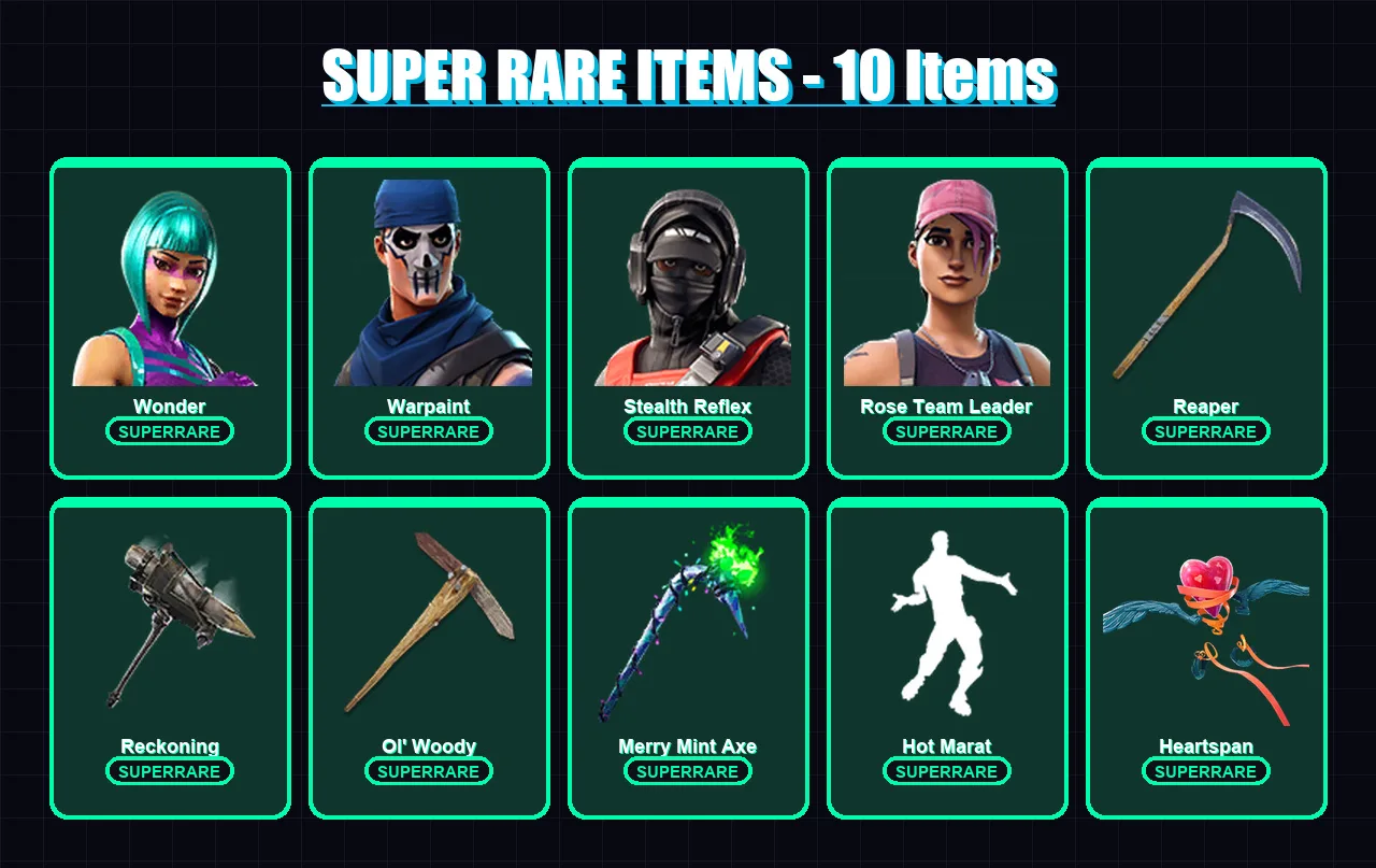 [PC/XBOX] | Wonder | Warpaint | Stealth Reflex | Rose Team Leader | Ruin | 101 skin | 92 pickaxe | 114 emote | 87 glider | Lv1125