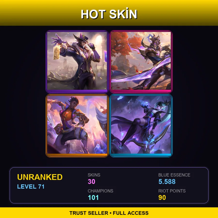 VN | Lv71 | Unranked | 30 Skin | 101 Champ