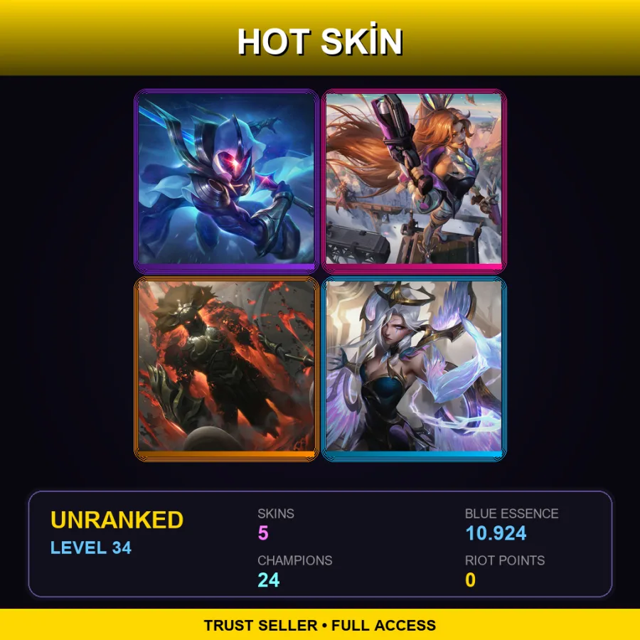 LAS | Lv34 | Unranked | 5 Skin | 24 Champ — LoL account