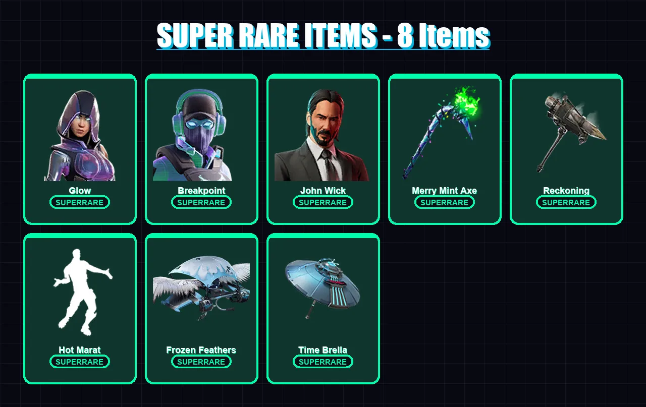 [PC/XBOX/PSN] | Glow | Breakpoint | John Wick | Zenith | Fusion | 92 skin | 83 pickaxe | 102 emote | 78 glider | Lv1090 — Fortnite account