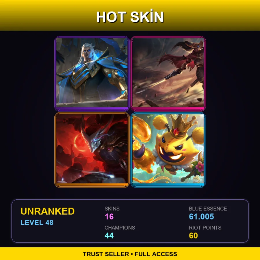 LAN | Lv48 | Unranked | 16 Skin | 44 Champ