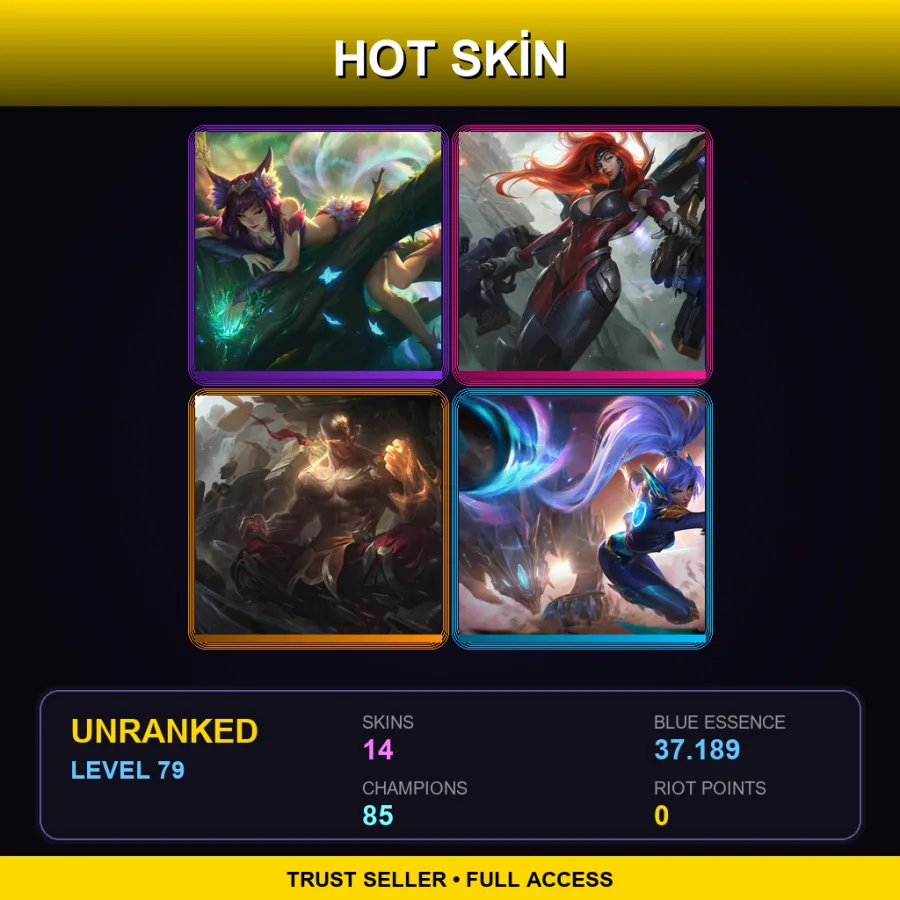JP | Lv79 | Unranked | 14 Skin | 85 Champ — LoL account