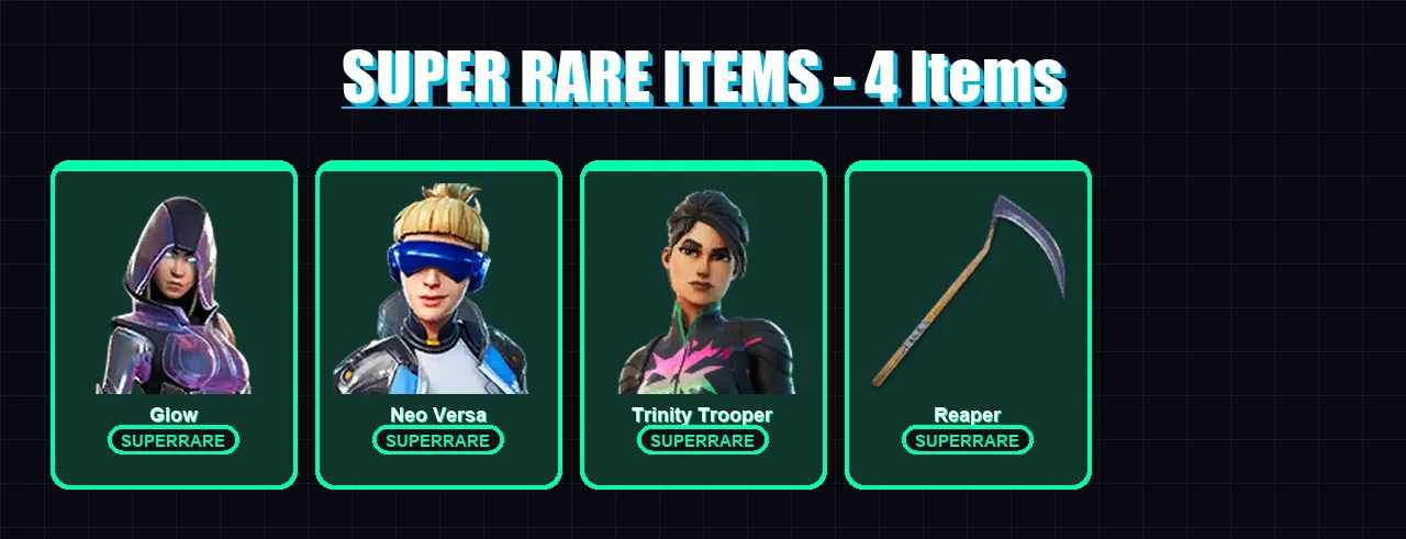 [PC/XBOX] | Glow | Neo Versa | Trinity Trooper | Deadpool | Frostbite | 80 skin | 80 pickaxe | 77 emote | 76 glider | Lv1427