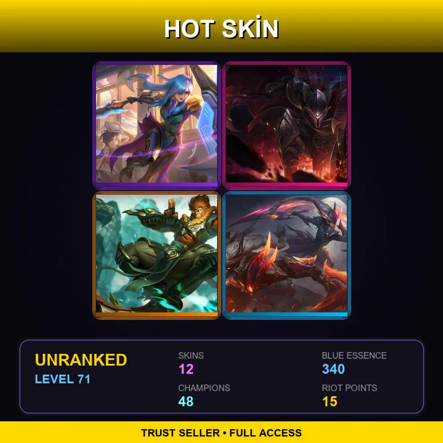 NA | Lv71 | Unranked | 12 Skin | 48 Champ