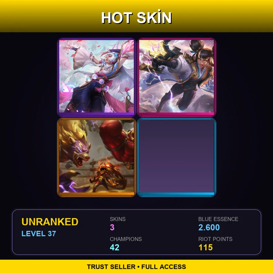 OCE | Lv37 | Unranked | 3 Skin | 42 Champ — LoL account