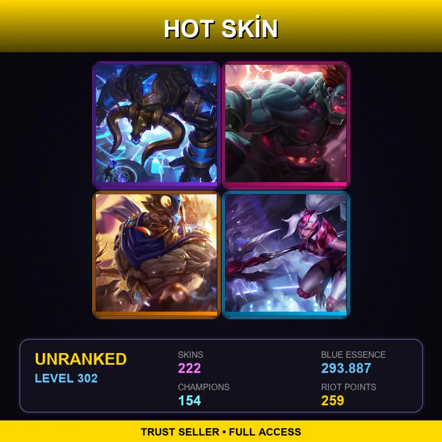 EUW | Lv302 | Unranked | 222 Skin | 154 Champ — Dunkmaster Darius