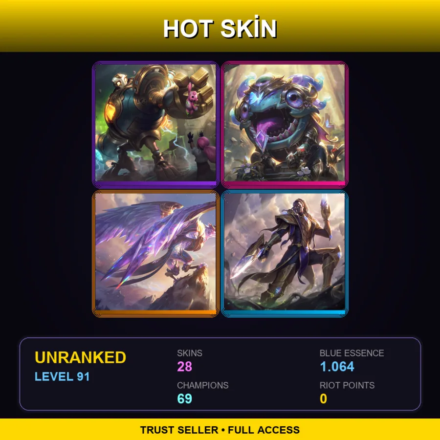 LAN | Lv91 | Unranked | 28 Skin | 69 Champ