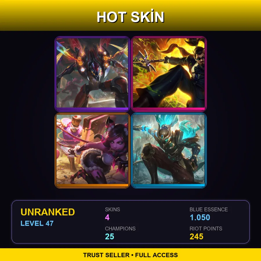 LAN | Lv47 | Unranked | 4 Skin | 25 Champ — Sea Dog Yasuo