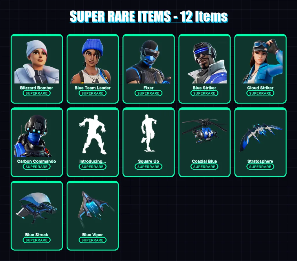 [PS4/PS5/XBOX/PC] | Blizzard Bomber | Blue Team Leader | Fixer | Blue Striker | Cloud Striker | 7 skin | 5 pickaxe | 7 emote | 9 glider | Lv93