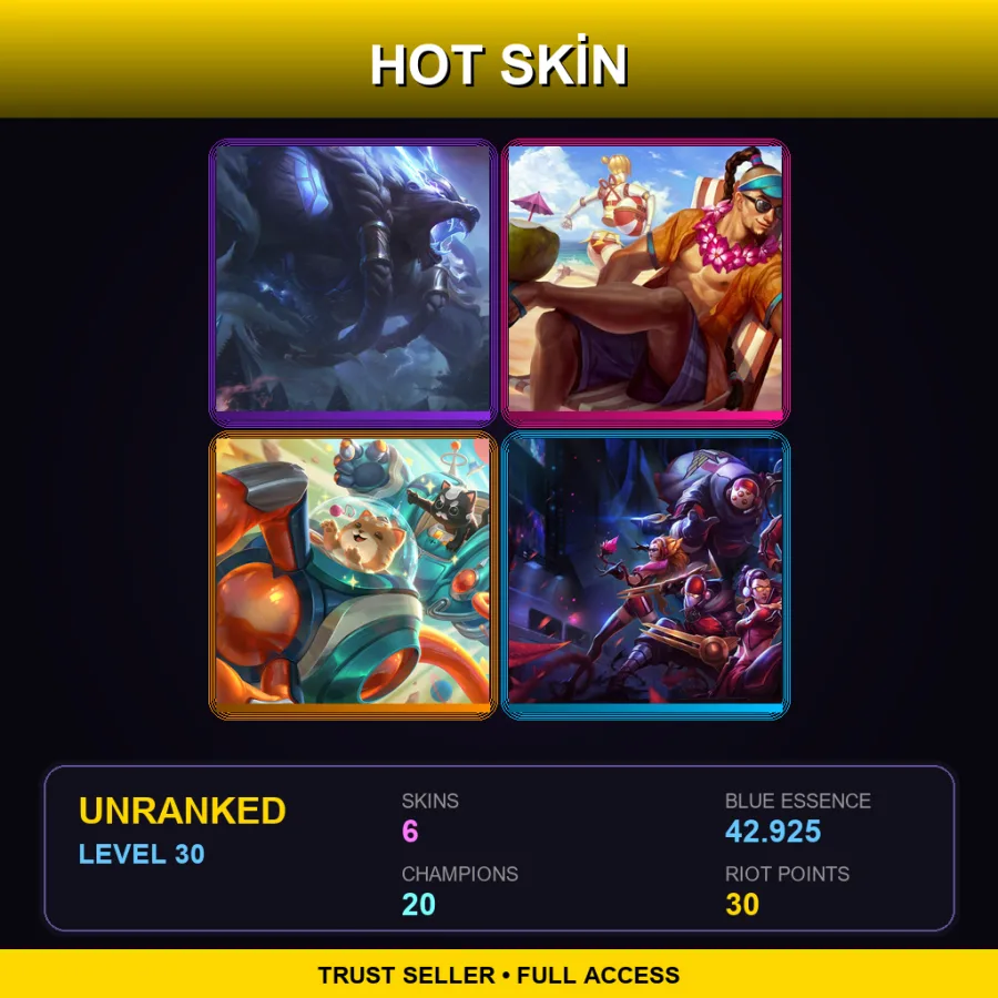EUNE | Lv30 | Unranked | 6 Skin | 20 Champ