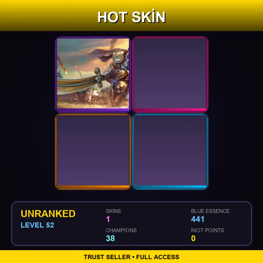 EUW | Lv52 | Unranked | 1 Skin | 38 Champ