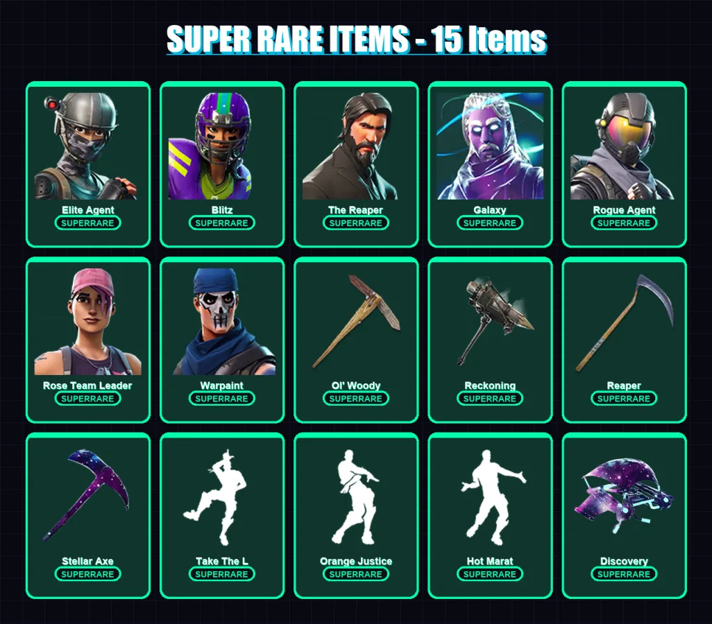 [SWITCH/XBOX/PSN/PC] | Elite Agent | Blitz | The Reaper | Galaxy | Rogue Agent | 226 skin | 206 pickaxe | 170 emote | 154 glider | Lv2464
