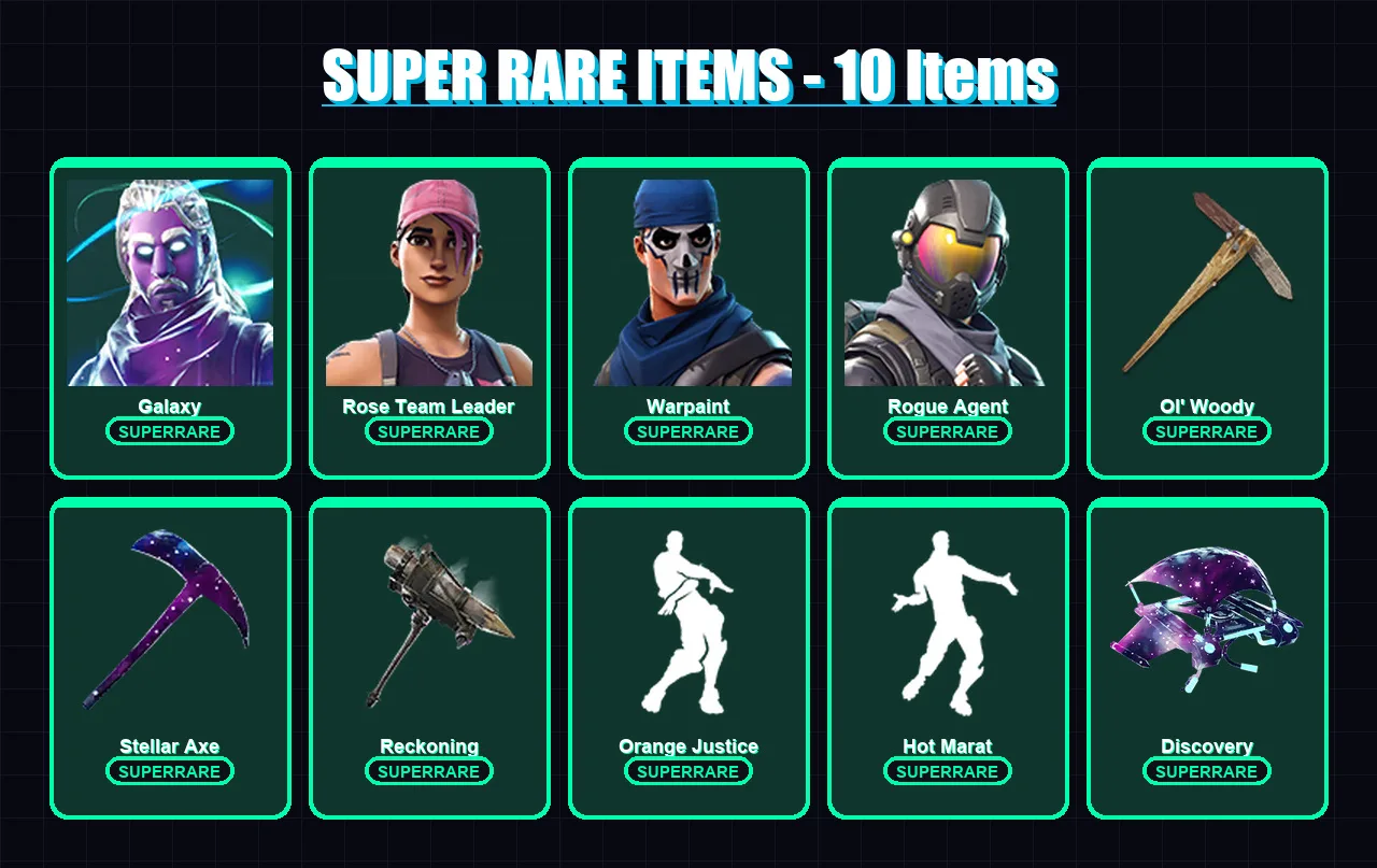 [PC/PSN] | Galaxy | Rose Team Leader | Warpaint | Rogue Agent | Calamity | 54 skin | 103 pickaxe | 65 emote | 88 glider | Lv1663