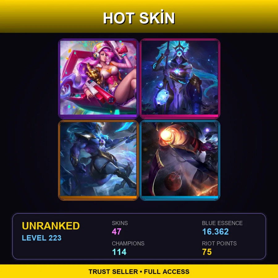 LAN | Lv223 | Unranked | 47 Skin | 114 Champ — Unranked / Smurf League of Legends