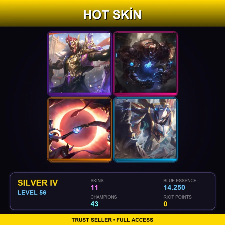 LAN | Lv56 | Silver IV | 11 Skin | 43 Champ — LoL account