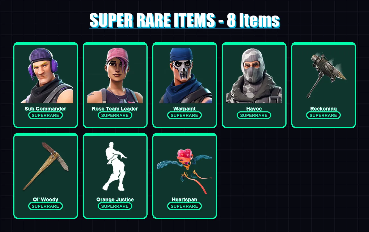 [PC/XBOX/PSN] | Sub Commander | Rose Team Leader | Warpaint | Havoc | Enforcer | 51 skin | 38 pickaxe | 44 emote | 43 glider | Lv535