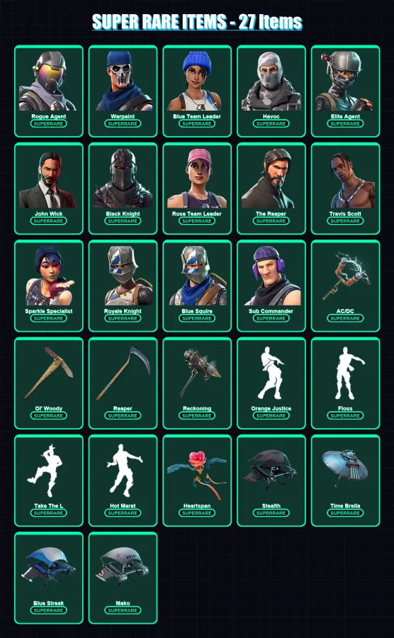 [PC/XBOX/PSN] | Rogue Agent | Warpaint | Blue Team Leader | Havoc | Elite Agent | 119 skin | 126 pickaxe | 102 emote | 117 glider | Lv1720 — Fortnite account