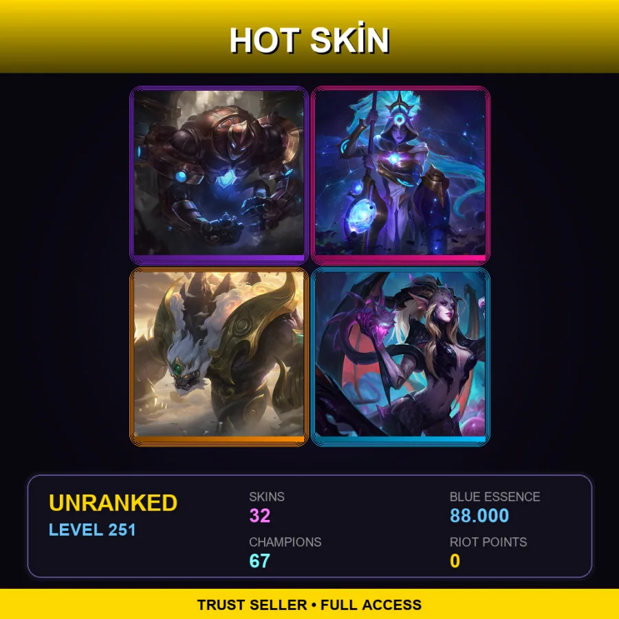 LAN | Lv251 | Unranked | 32 Skin | 67 Champ — LoL account