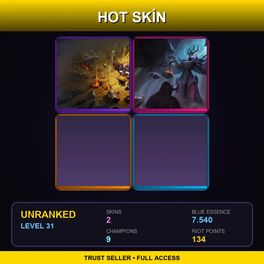 EUW | Lv31 | Unranked | 2 Skin | 9 Champ — LoL account