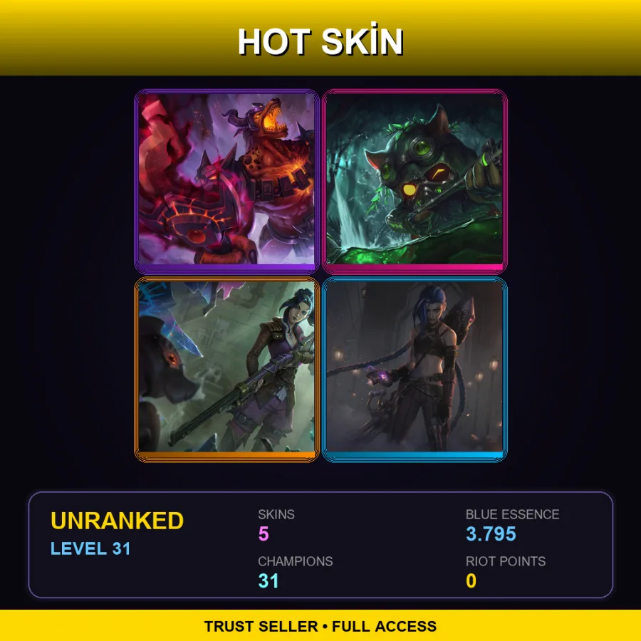 EUW | Lv31 | Unranked | 5 Skin | 31 Champ