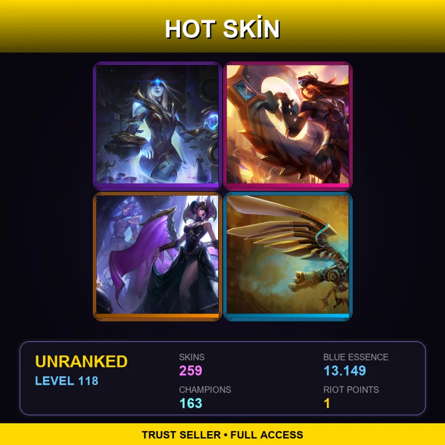 EUW | Lv118 | Unranked | 259 Skin | 163 Champ