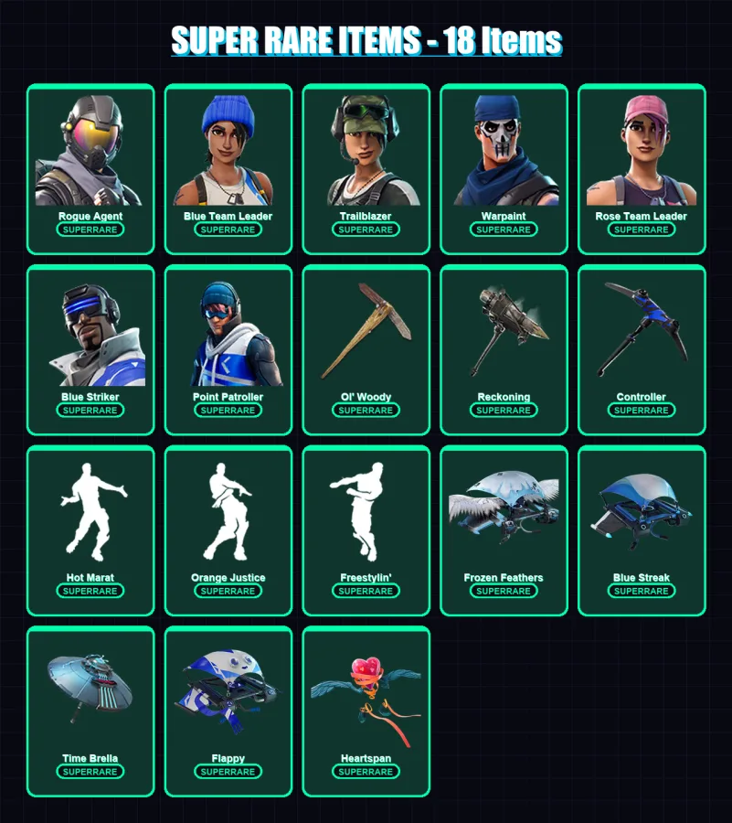 [PS4/PS5/XBOX/PC] | Rogue Agent | Blue Team Leader | Trailblazer | Warpaint | Rose Team Leader | 53 skin | 93 pickaxe | 69 emote | 89 glider | Lv127 — Fortnite account